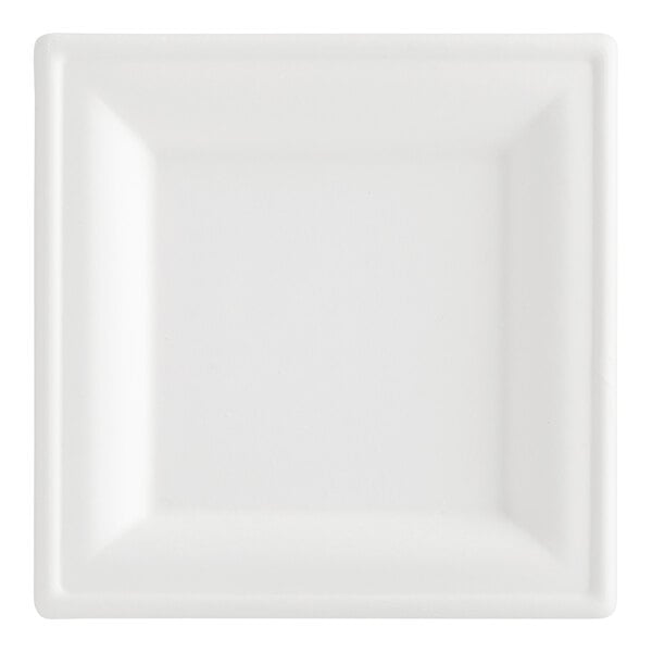 A white square EcoChoice plant fiber plate.