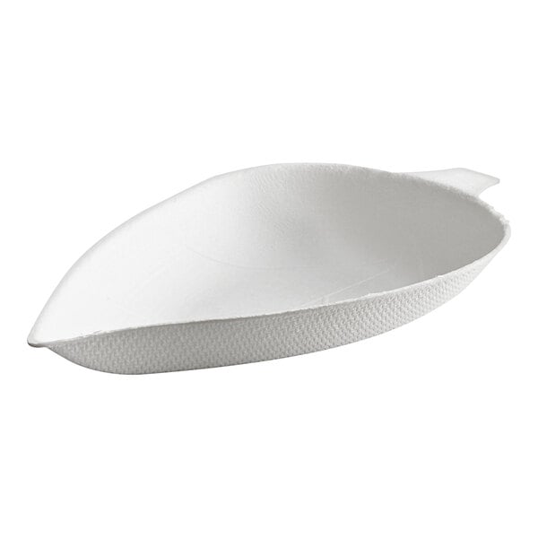 An EcoChoice white compostable plant fiber leaf bowl.