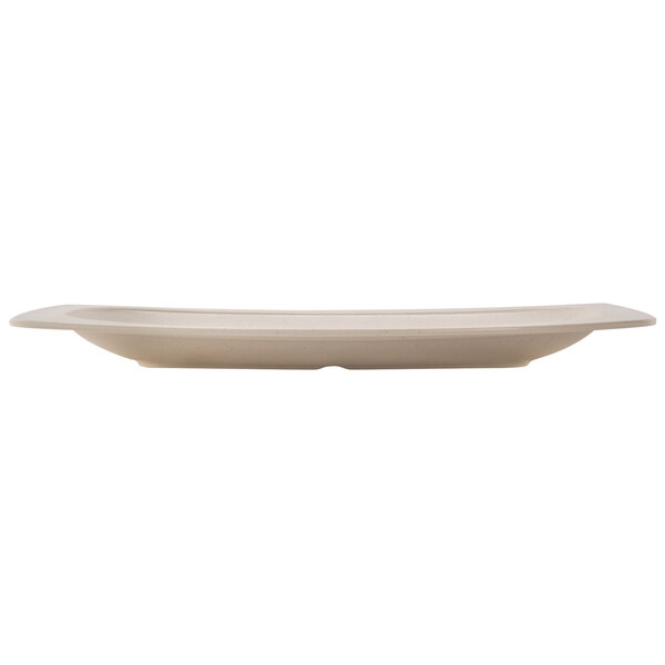 A matte sandstone oval platter in white.