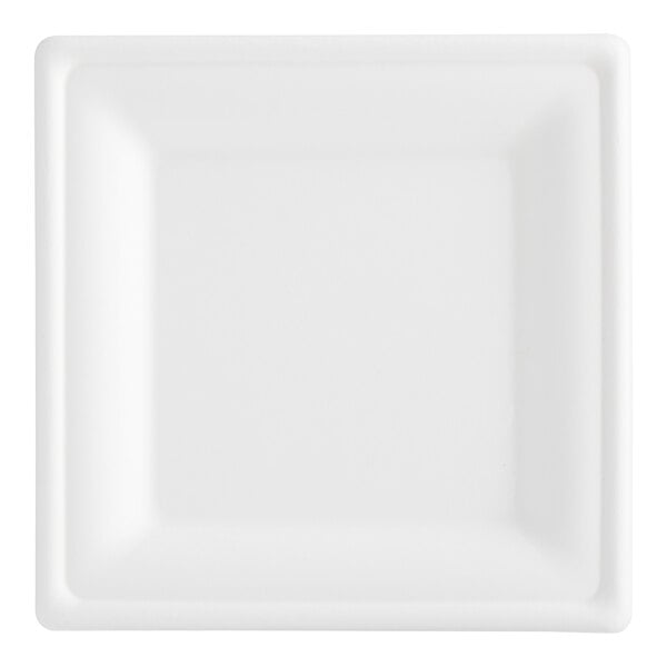 A white square EcoChoice plant fiber plate with a square border.