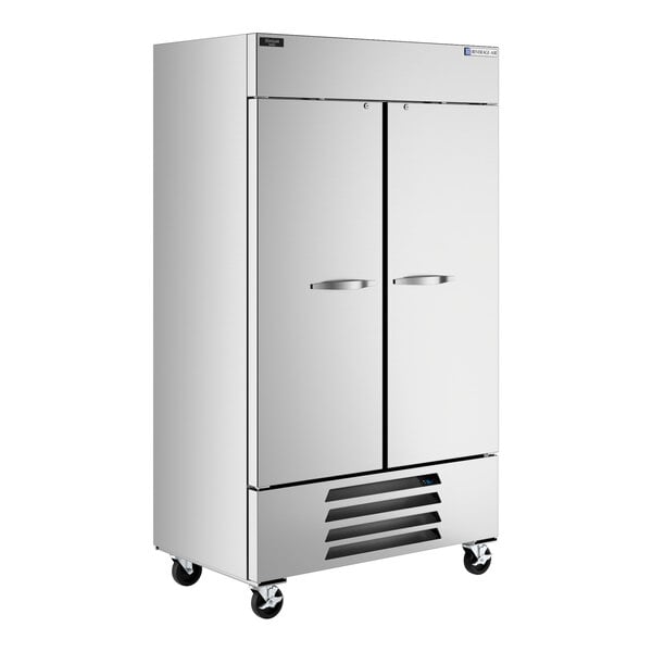 Beverage-Air HBR44HC-1 Horizon Series 47" Two Section Solid Door Reach in Refrigerator with LED Lighting