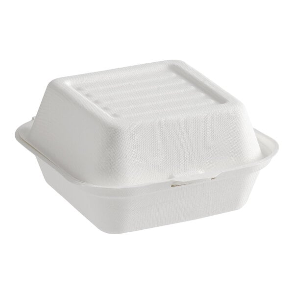 EcoChoice 6" x 6" x 3" White Plant Fiber Take-Out Container - 125/Pack