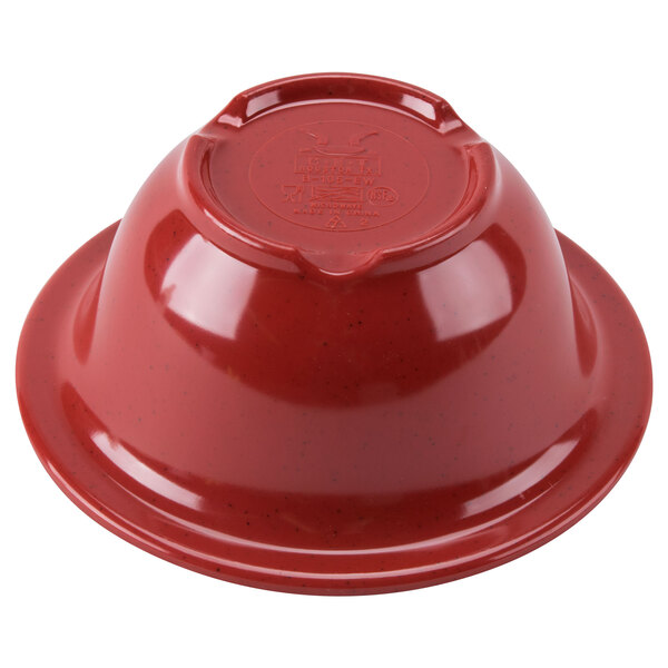 A red GET Etchedware melamine bowl with a textured exterior.