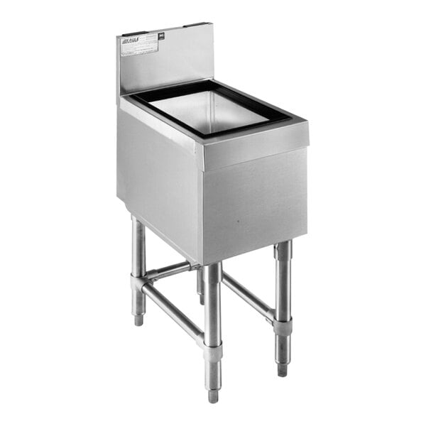 A stainless steel Eagle Group underbar ice chest on a counter.