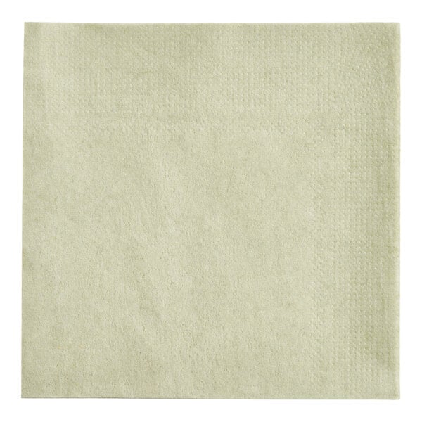 A plain, light sage green 2-ply beverage or cocktail napkin.