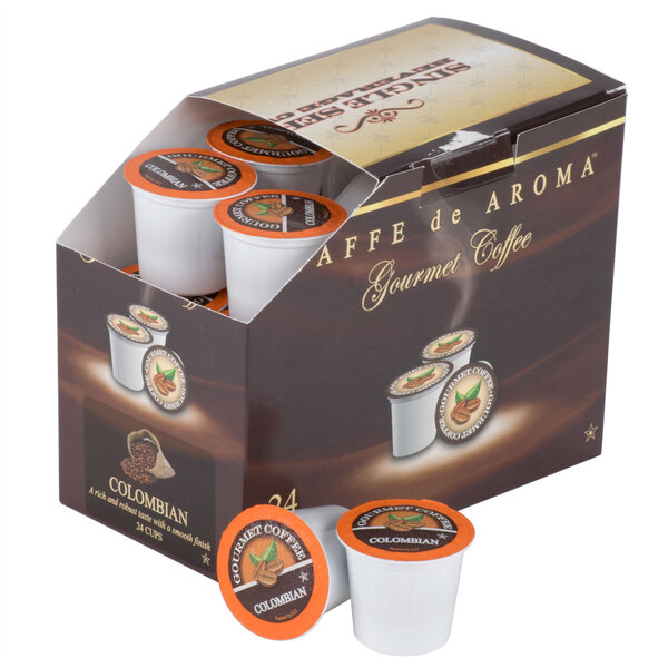 Caffe de Aroma Colombian Supreme Coffee Single Serve Cups 24/Box