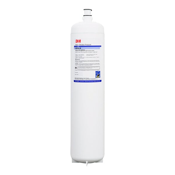 A white 3M water filtration cartridge with blue and black text.