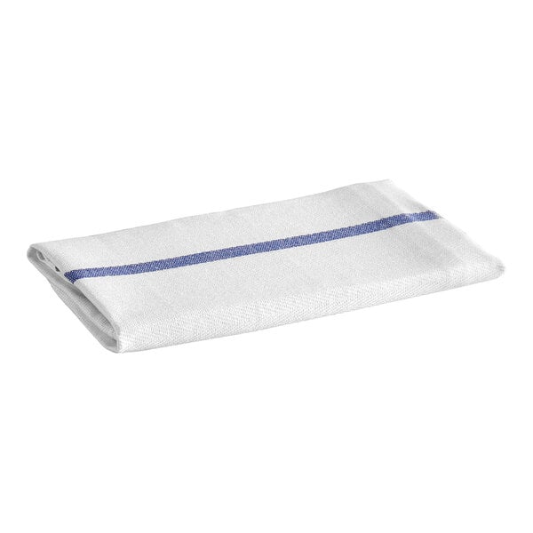 Choice 15" x 26" 24 oz. Blue-Striped Cotton Herringbone Kitchen Towel - 12/Pack