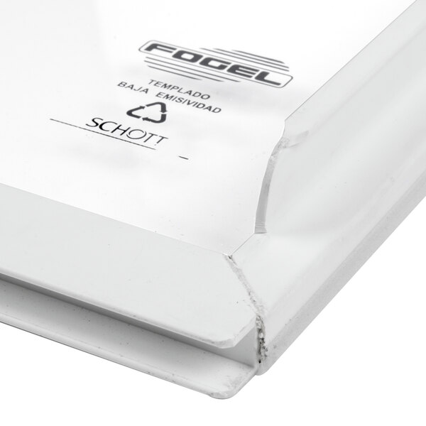 A white plastic sliding bottom lid for a refrigeration unit.