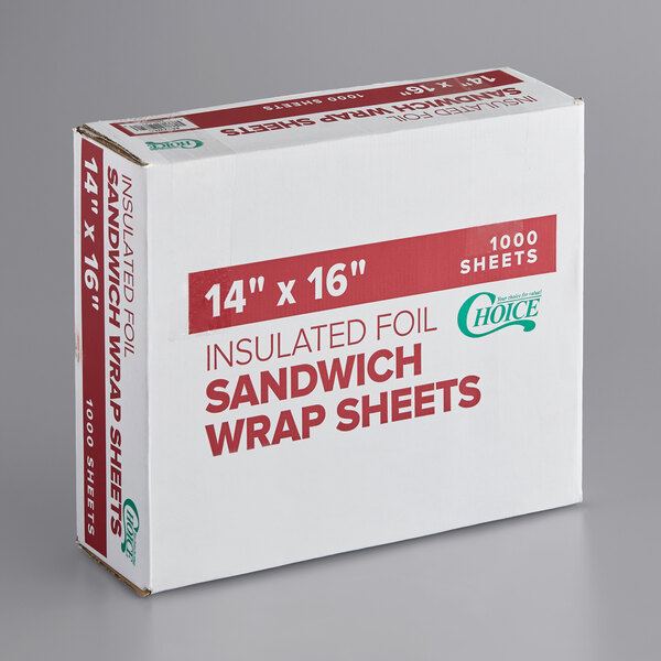 Choice Insulated Foil Sandwich Wrap Sheets 14 x 16 - 1000/Case