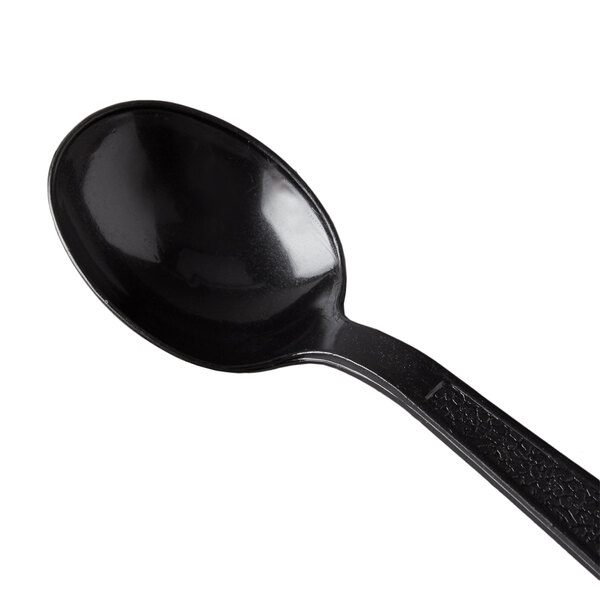 Visions Individually Wrapped Black Heavy Weight Plastic Soup Spoon