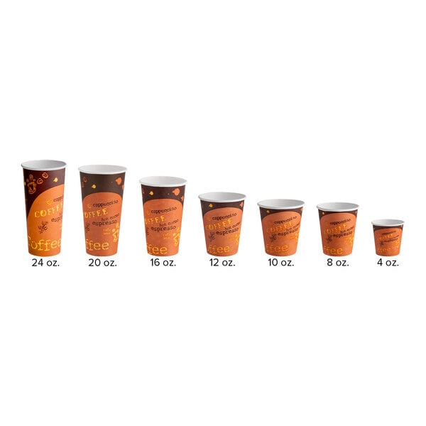 Choice 8 oz. Tall Coffee Print Poly Paper Hot Cup - 1,000/Case