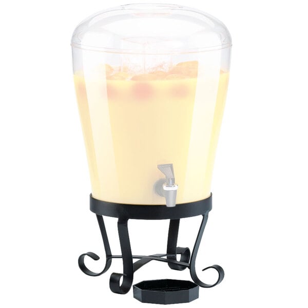 A Cal-Mil black metal base for a round beverage dispenser.