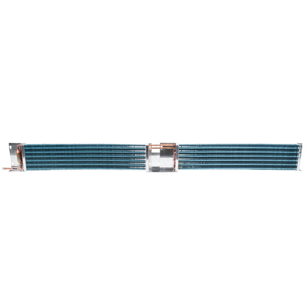 An Avantco evaporator coil with blue and silver metal.