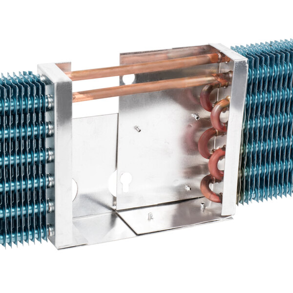 An Avantco evaporator coil, a metal box with copper pipes.