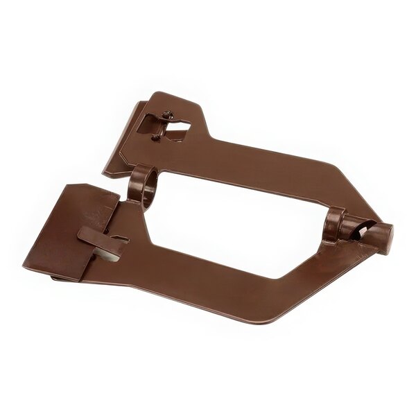 A pair of brown plastic clamps for a Grindmaster-Cecilware Delice Mixer on a white background.