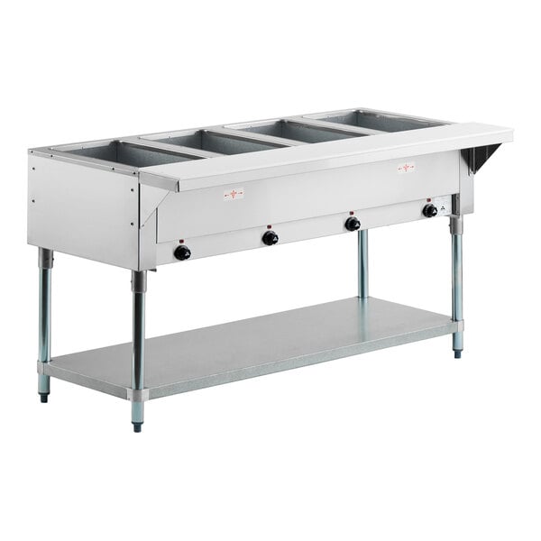 Advance Tabco HF-4E-240 Four Pan Electric Steam Table with Undershelf - Open Well, 208/240V