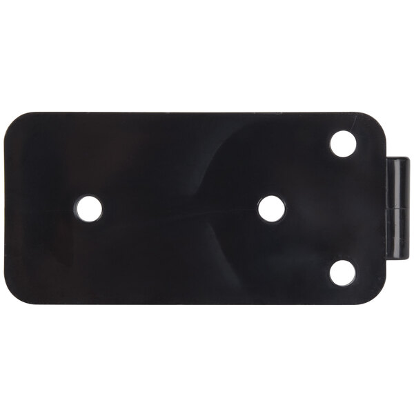 A black rectangular bracket with two holes.