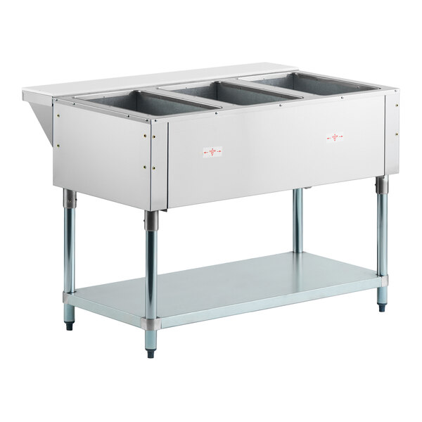 Advance Tabco HF-3G Liquid Propane Three Pan Powered Hot Food Table - Open Well