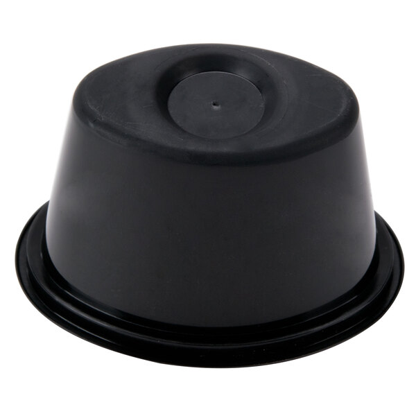 A black plastic Newspring Ellipso portion cup with a round lid.
