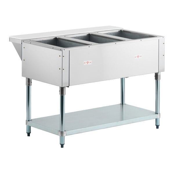 Advance Tabco HF-3G Natural Gas Three Pan Powered Hot Food Table - Open Well