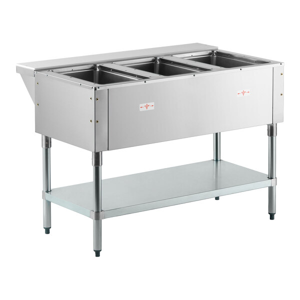 Advance Tabco SW-3E-120 Three Pan Electric Hot Food Table with Undershelf - Sealed Well, 120V