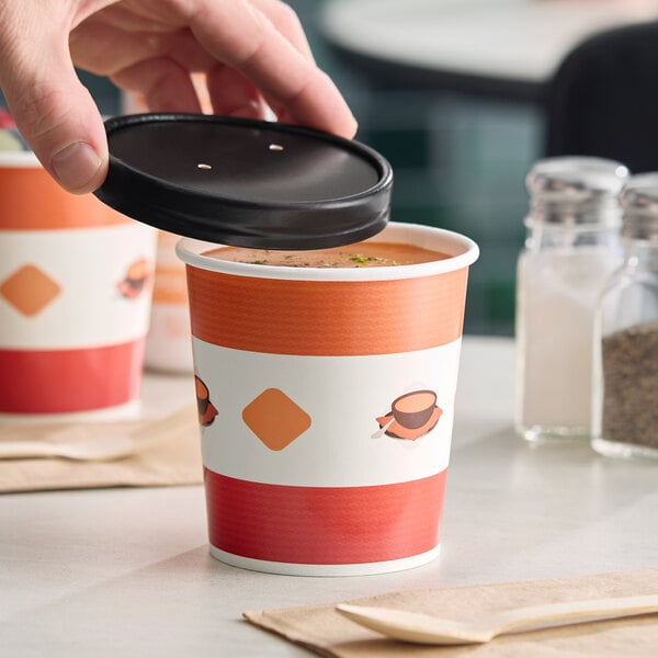 Choice 16 oz. Double Poly-Coated Paper Soup / Hot Food Cup with Vented Paper Lid - 25/Pack