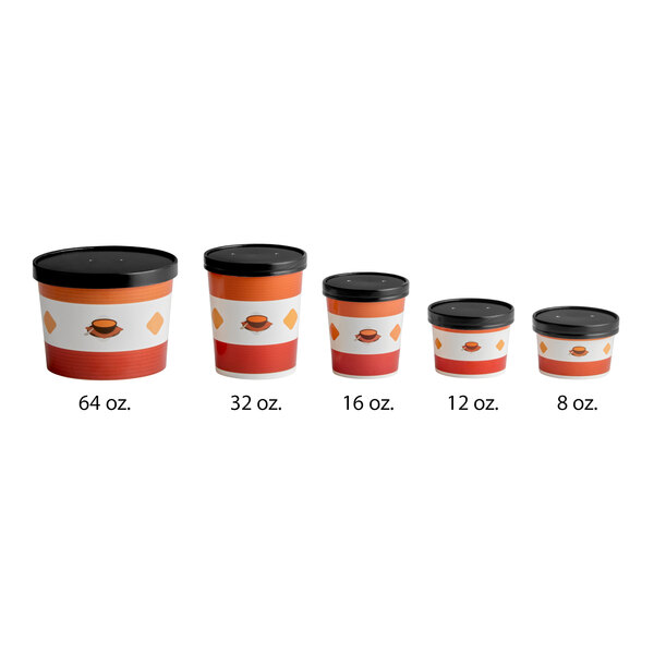 Choice 16 oz. Double Poly-Coated Paper Soup / Hot Food Cup with Vented Paper Lid - 25/Pack