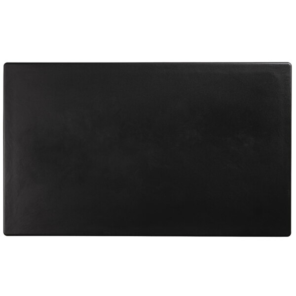 A black rectangular object with a white background.