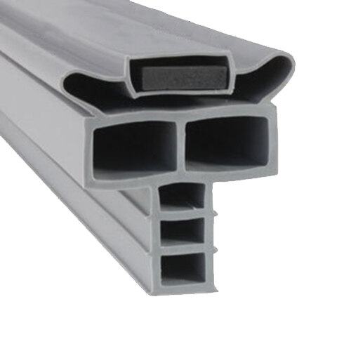 A close-up of a grey plastic door gasket.