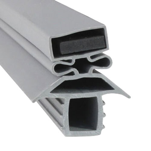 A grey plastic Traulsen magnetic door gasket profile with two holes.