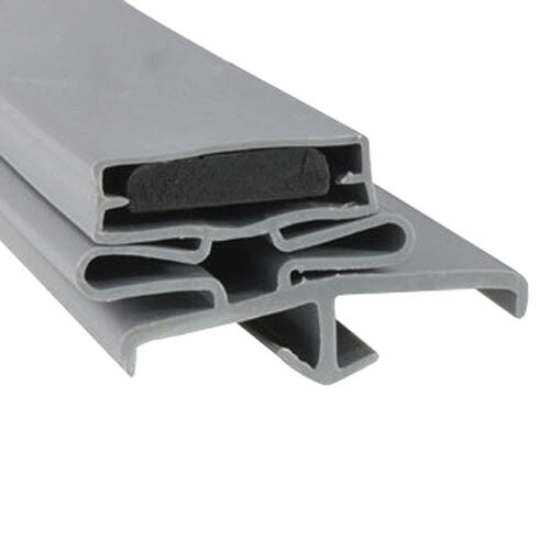 A close-up of a grey Beverage Air magnetic door gasket with two holes.