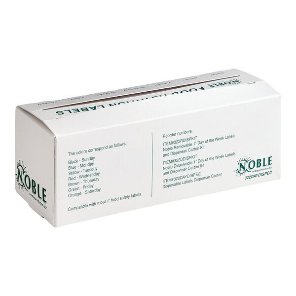 Noble 3/4" and 1" Day of the Week Label Dispenser Carton