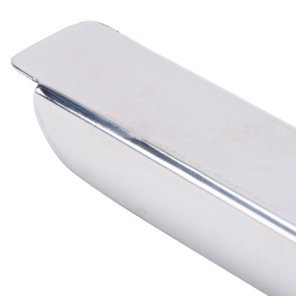 A silver metal Advance Tabco adapter bar.