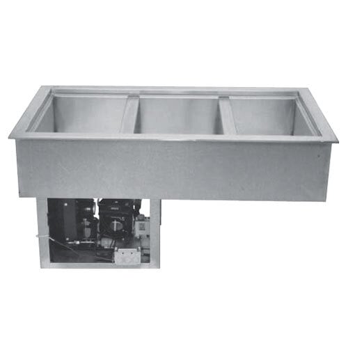 a stainless steel sink with three sections