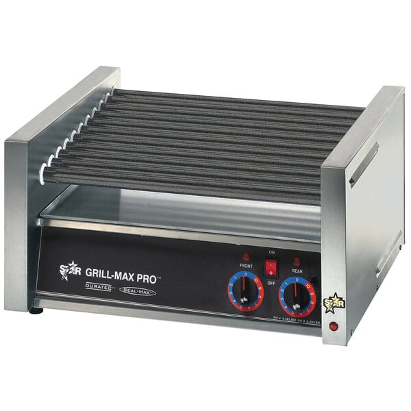 A Star Grill-Max Pro hot dog roller grill on a counter.