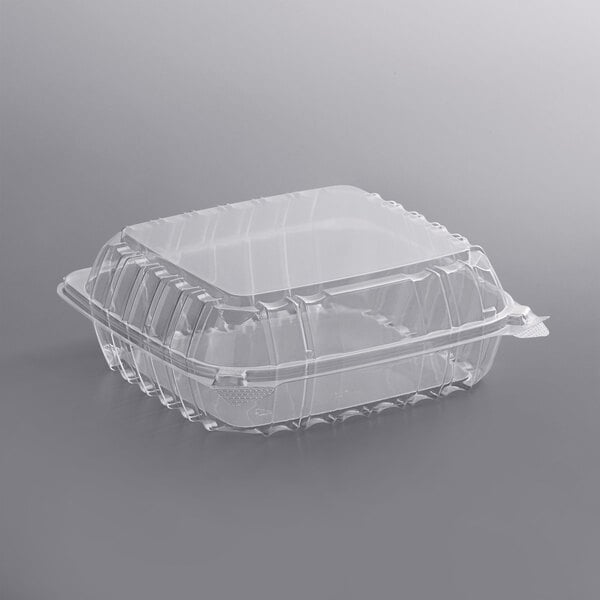100 Pack Clear Hinged Plastic Food Take Out Clamshell Curved Storage Containers 