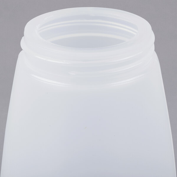 A white Tablecraft polypropylene dispenser jar with a lid.