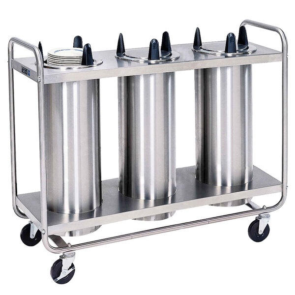 A Lakeside stainless steel two shelf utility cart.
