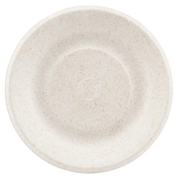 A white Green Wave Ovation Sugarcane plate with a circular pattern.