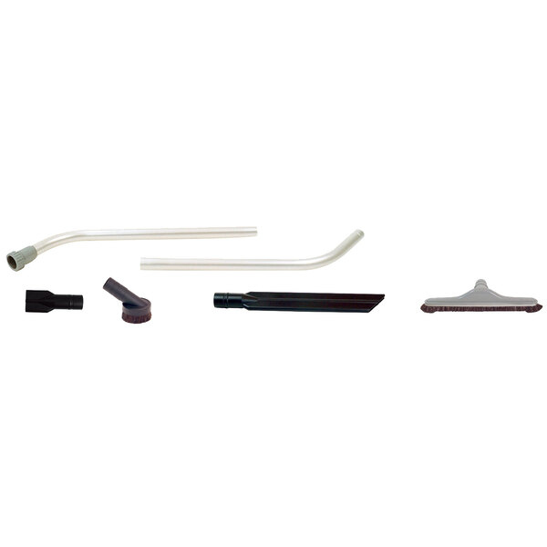 A ProTeam vacuum cleaner attachment kit with various tools and accessories.