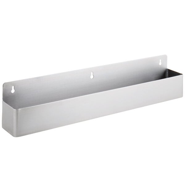 A stainless steel Advance Tabco single tier speed rail with holes.