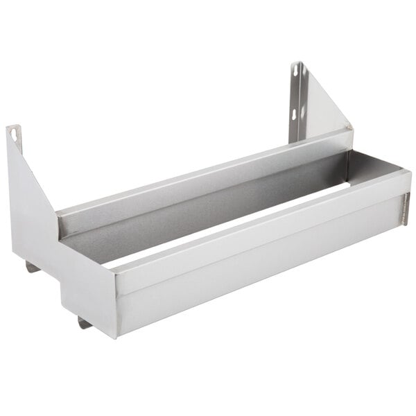 A silver metal Advance Tabco double tier speed rail shelf.