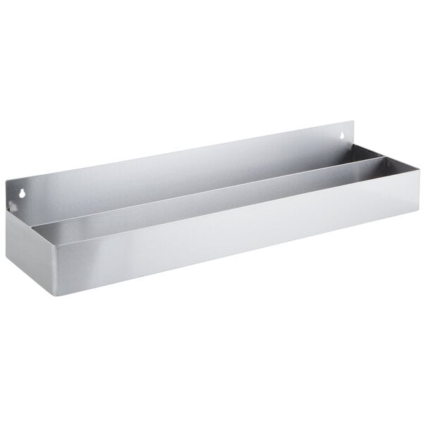 A stainless steel double tier speed rail by Advance Tabco on a bar counter.