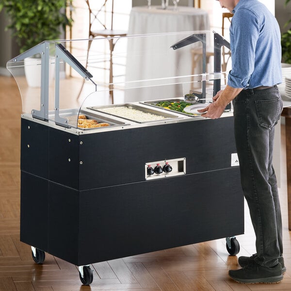 Advance Tabco B3-120-B-SB Three Pan Everyday Buffet Hot Food Table with Enclosed Base - Open Well, 120V