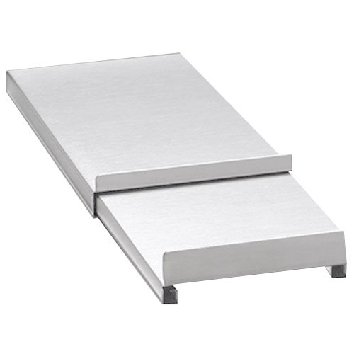 An Advance Tabco stainless steel rectangular ice bin cover with a black handle.