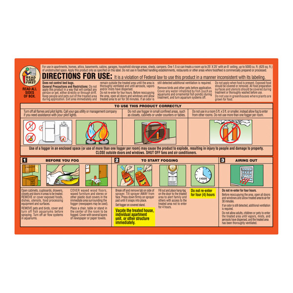 The label on a SC Johnson Raid Concentrated Deep Reach Fogger with instructions.