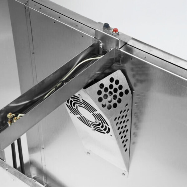 An enclosed stainless steel heated two stack plate dispenser designed for 8 1/4 to 9 1/8 inch plates.