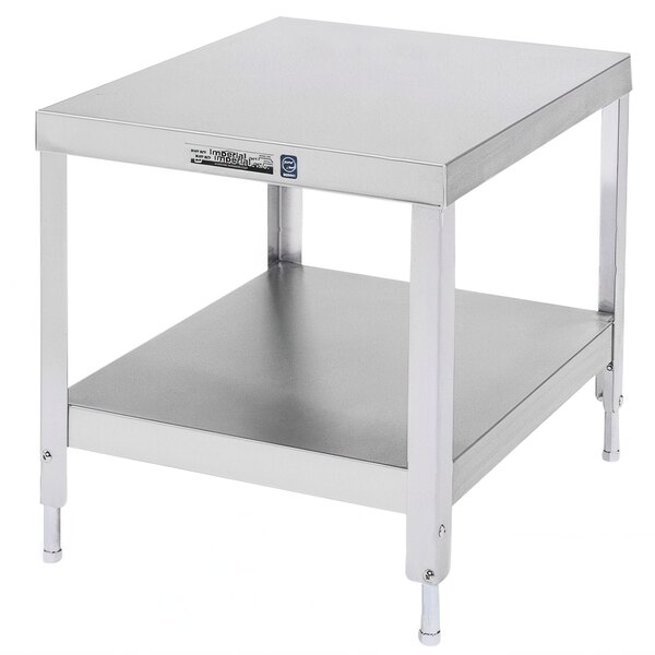 A Lakeside stainless steel stationary equipment stand with undershelf.