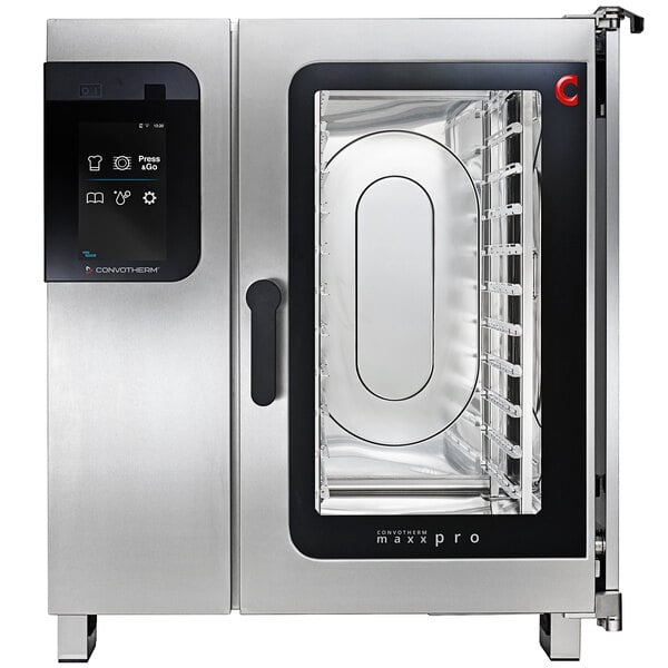 A stainless steel Convotherm Maxx Pro combi oven with easyTouch controls.